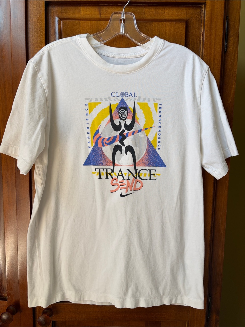 Nike White Graphic Trance Tee with Blue, Yellow and Black Accents